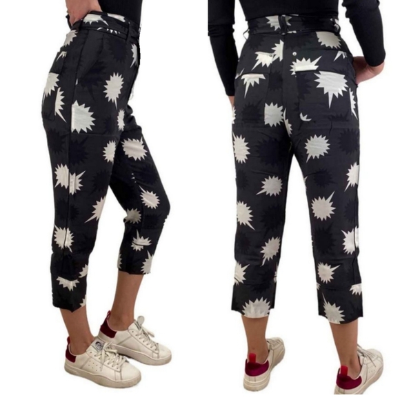 Diesel Pants - Diesel High Waist Cuff Crop Pant In Charcoal/Black/White Combo Size 27